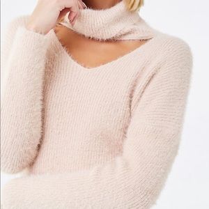 Fuzzy turtleneck sweater